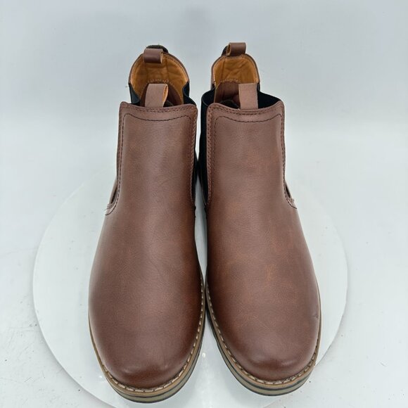 Izod Lucas Men Size 12M 1413016 Brown Leather Side Elastic Pull On Chelsea Boot - Picture 3 of 12